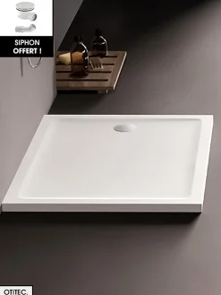 Otitec Receveur de Douche Rectangle - 80 x 90 x 4,5 cm - Blanc - avec Siphon OFFERT - MOON* Receveur De Douche