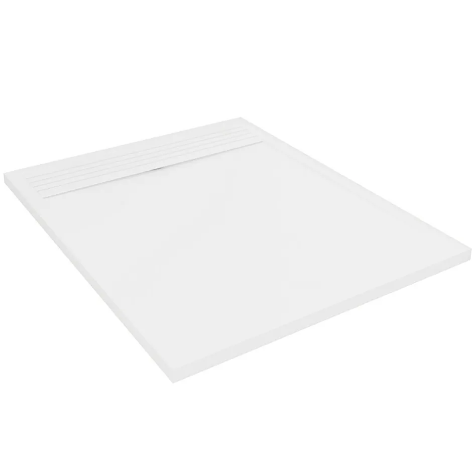 Homesight Receveur de douche rectangulaire en béton, 100 x 80 cm, blanc,