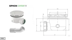 Otitec Receveur de Douche Rectangle - 90 x 140 x 11,5 cm - Blanc - avec Siphon OFFERT - MOON