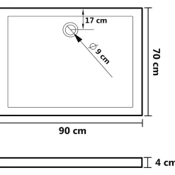 Vidaxl Receveur de douche rectangulaire ABS Noir 70x90 cm