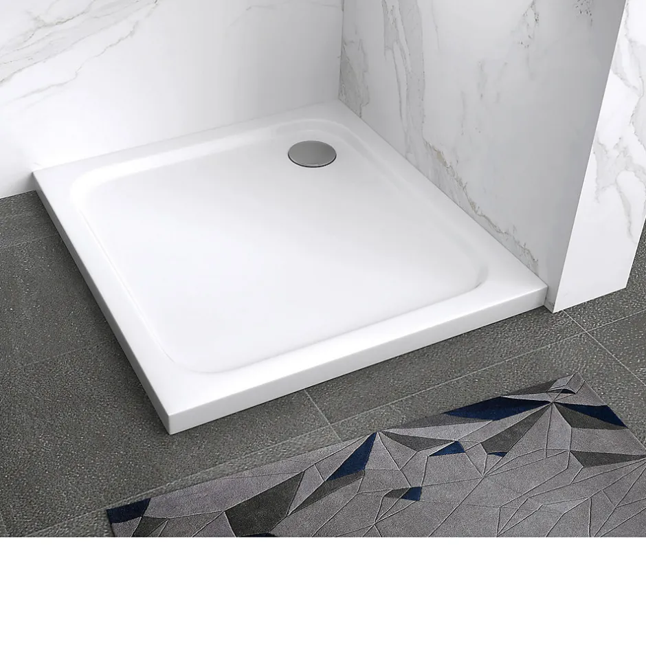 Saniverre Receveur de douche SHIMMER 80 x 80 cm acrylique Blanc + bonde et siphon inclus -