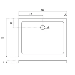 Cuisibane Receveur de douche 100x80 cm acrylique extraplat CRYSTA - Blanc