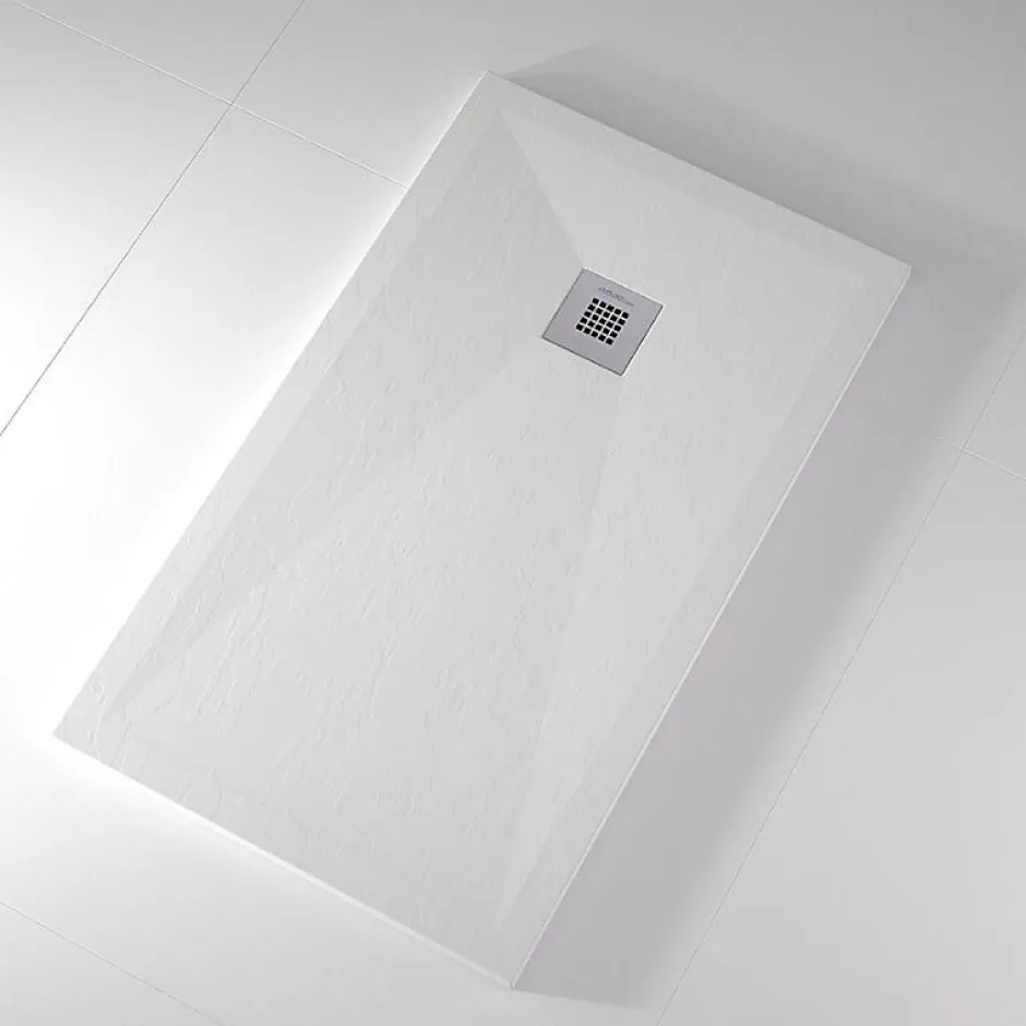 Stano Receveur de douche 70x160 cm extra plat ONDA en resine surface ardoisee blanc Grille inox* Receveur De Douche