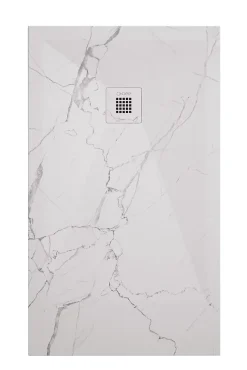 Ayor Bathroom Receveur de douche 90x160 cm extra plat, résine et minéral, marbre blanc, Nola
