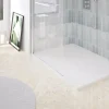 Ayor Bathroom Receveur de douche 90x100 cm extra plat, résine et minéral, marbre blanc, Nola