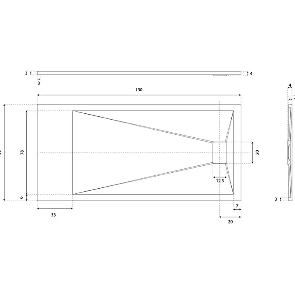 Cuisibane Receveur de douche 190x90 cm extra plat - SAPHIR