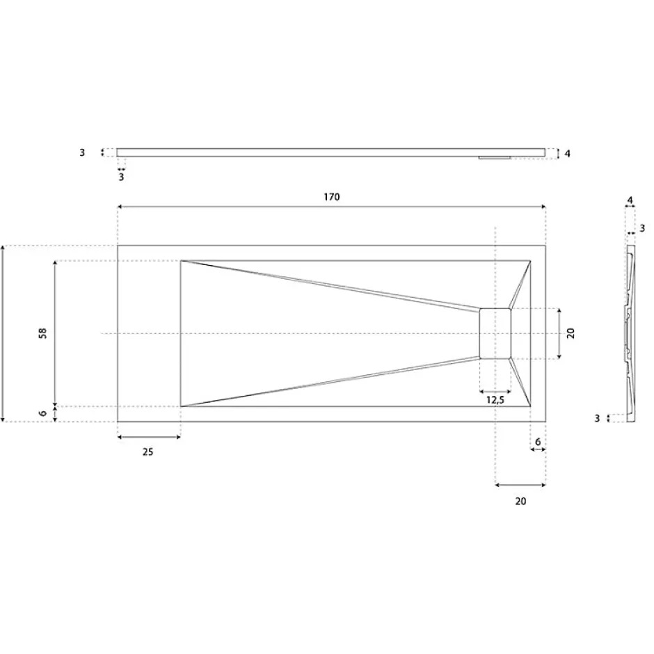 Cuisibane Receveur de douche 170x70 cm extra plat - SAPHIR