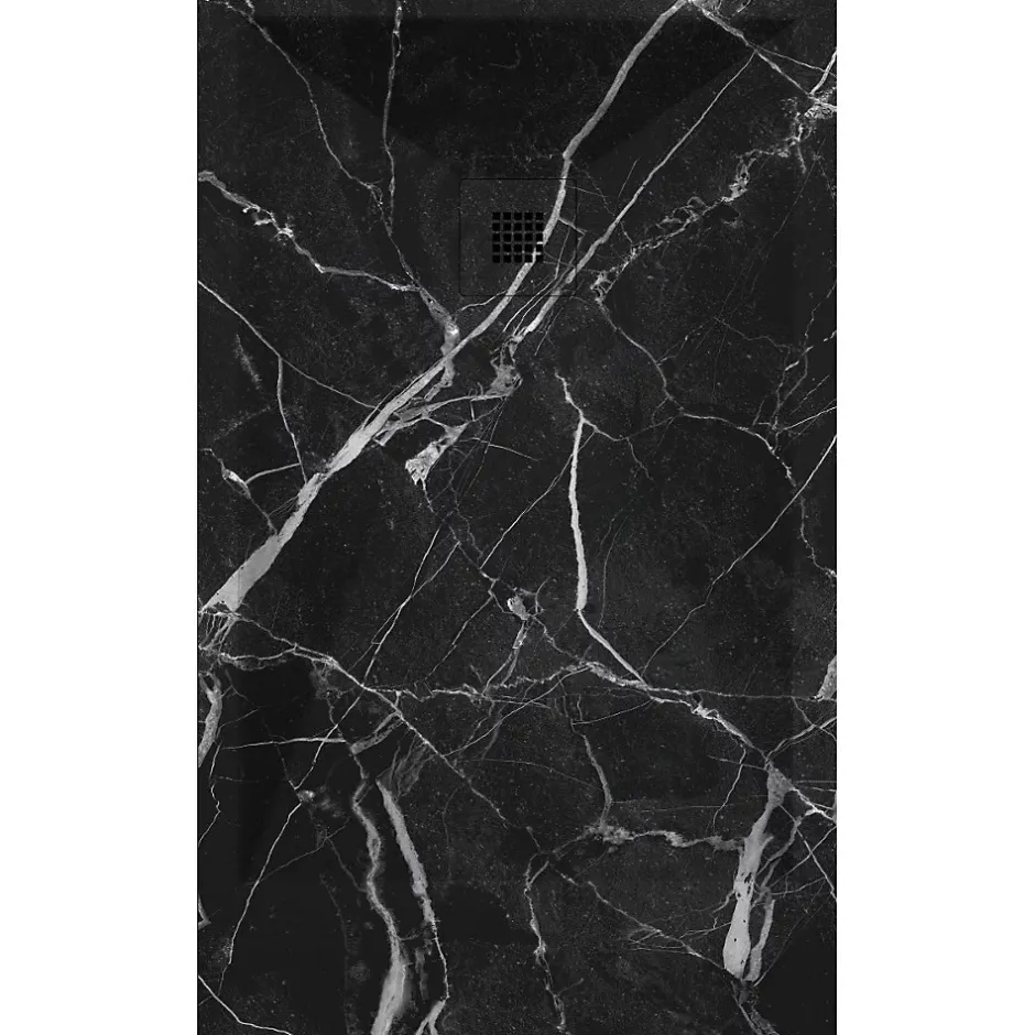 Stano Receveur de douche 80x170 cm extra plat DEKOR en resine finition marbre noir* Receveur De Douche