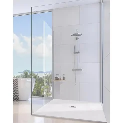 Frascio New Tecnology Receveur de Douche 100X180 cm Ligne Vulcano Fin Blanc Perle Ral 1013 en Résine Synthétique et Poudre de Marbre - FRASCIO