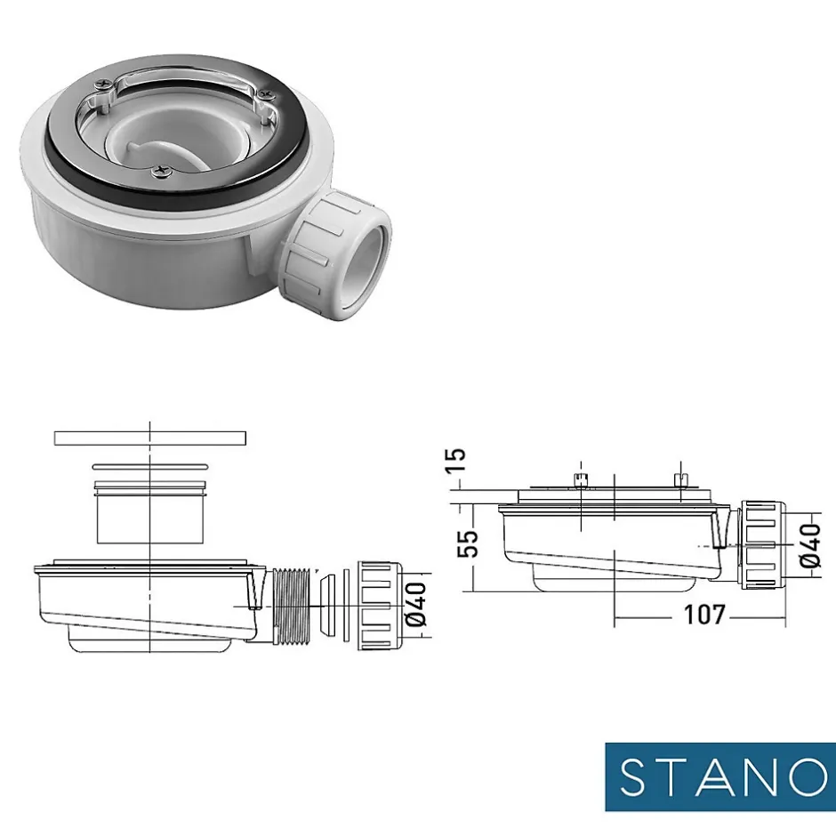 Stano Receveur de douche 90x170cm extra plat MADISON en resine surface ardoisee anthracite* Receveur De Douche