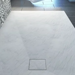 Aurlane Receveur de douche 90x160x2.6 cm en SMC Finition Ardoise - Blanc Mat - ROCK 2 WHITE* Receveur De Douche