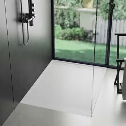 Essebagno Receveur Résine 120 x 80 Façon Ardoise Blanc