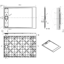 Essebagno Receveur Résine 120 x 80 Façon Ardoise Blanc