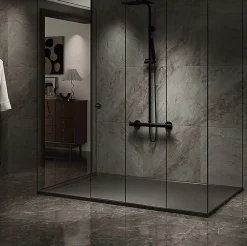 Essebagno Receveur Résine 120 x 80 Façon Ardoise Noir