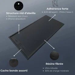 Essebagno Receveur Résine 120 x 80 Façon Ardoise Noir