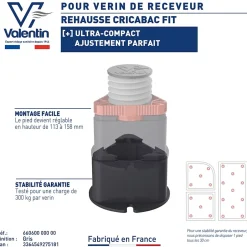 Rehausse pour pied de receveur de douche Cricabac Valentin vendue par 30 pièces