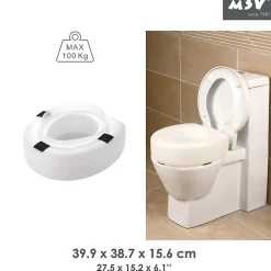 MSV Rehausseur WC 15cm pour personne à mobilité réduite Max 100kg* Siège De Douche