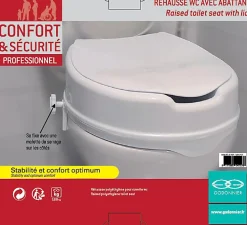 Godonnier Réhausse WC avec couvercle plastique blanc 10 cm* Abattant Wc