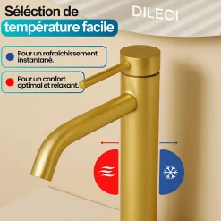 Dileci Robinet à bec court - Coloris Or -* Robinet Lave-Mains