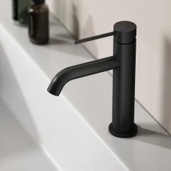 Dileci Robinet à bec court pour salle de bain couleur noir mat -* Robinet Lave-Mains