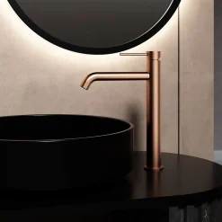 Dileci Robinet à bec haut 30 cm, Finition cuivre brossé (Rose Gold)