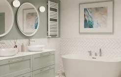 Invena Robinet 3 Trous Doré Poignée Douche Mitigeur Salle De Bain Faible Encombrement