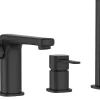 Invena Robinet 3 Trous Noir Poignée Douche Mitigeur Salle De Bain Faible Encombrement