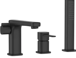 Invena Robinet 3 Trous Noir Poignée Douche Mitigeur Salle De Bain Faible Encombrement
