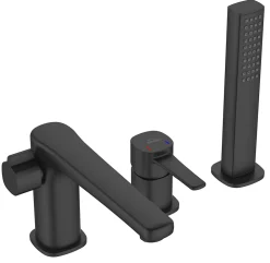 Invena Robinet 3 Trous Noir Poignée Douche Mitigeur Salle De Bain Faible Encombrement