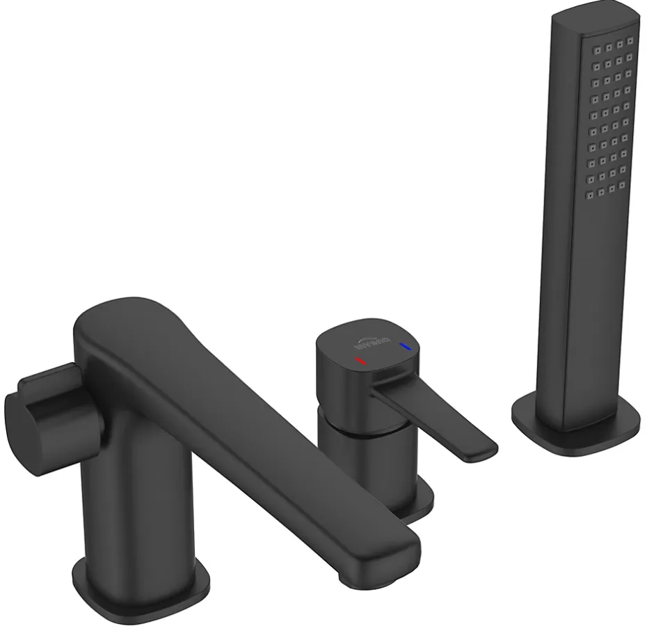 Invena Robinet 3 Trous Noir Poignée Douche Mitigeur Salle De Bain Faible Encombrement