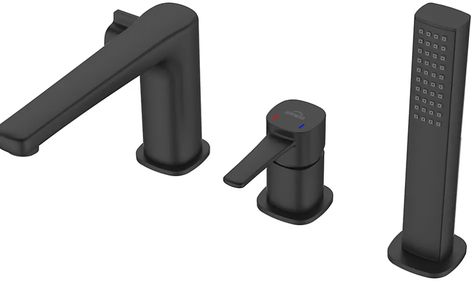 Invena Robinet 3 Trous Noir Poignée Douche Mitigeur Salle De Bain Faible Encombrement
