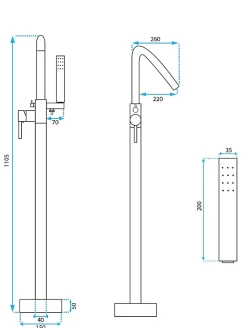 Rea Robinet autoportant Aras Chrome* Robinet Lave-Mains