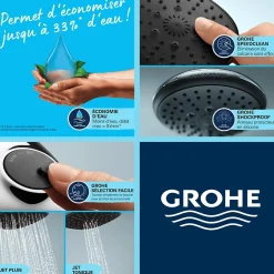 Grohe Robinet bain thermostatique Grohtherm 800 avec ensemble de douche 2 jets et colonnettes* Robinet De Baignoire