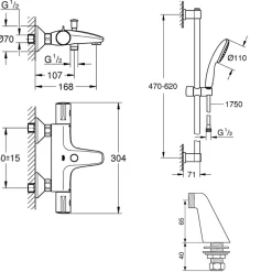 Grohe Robinet bain thermostatique Grohtherm 800 avec ensemble de douche 2 jets et colonnettes* Robinet De Baignoire