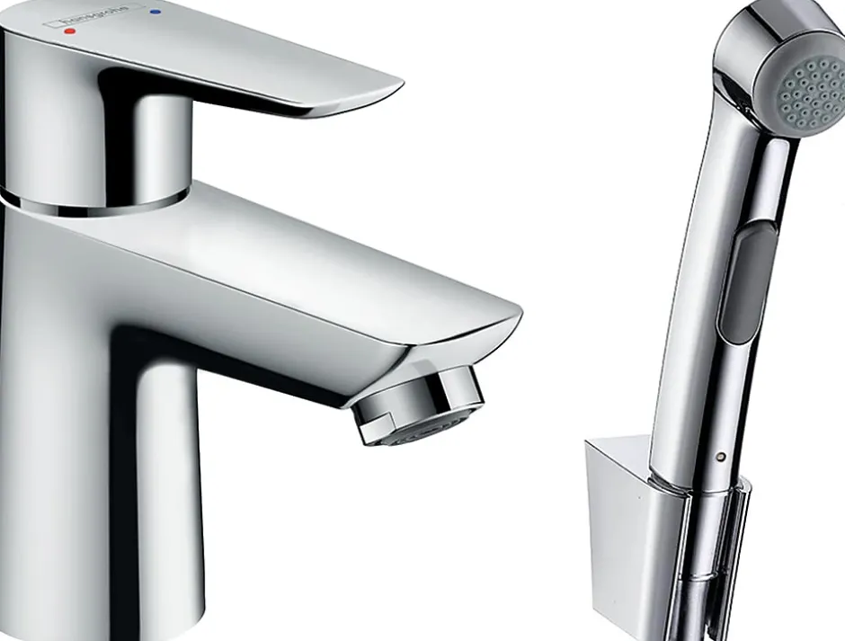 Hansgrohe Robinet bidet avec douchette Talis E + bonde Push-Open Chromé* Robinet De Bidet