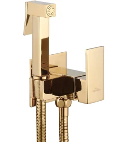 Invena Robinet Bidet Douchette Or Forme Carree Monocommande* Robinet De Bidet