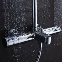 Kibath Robinet colonne sortie bain (robinet seul) thermostatique finition BUS chrome poli en laiton* Robinet De Baignoire