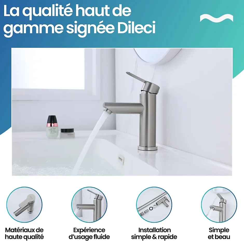 Dileci Robinet Compact lave-mains couleur Chrome -