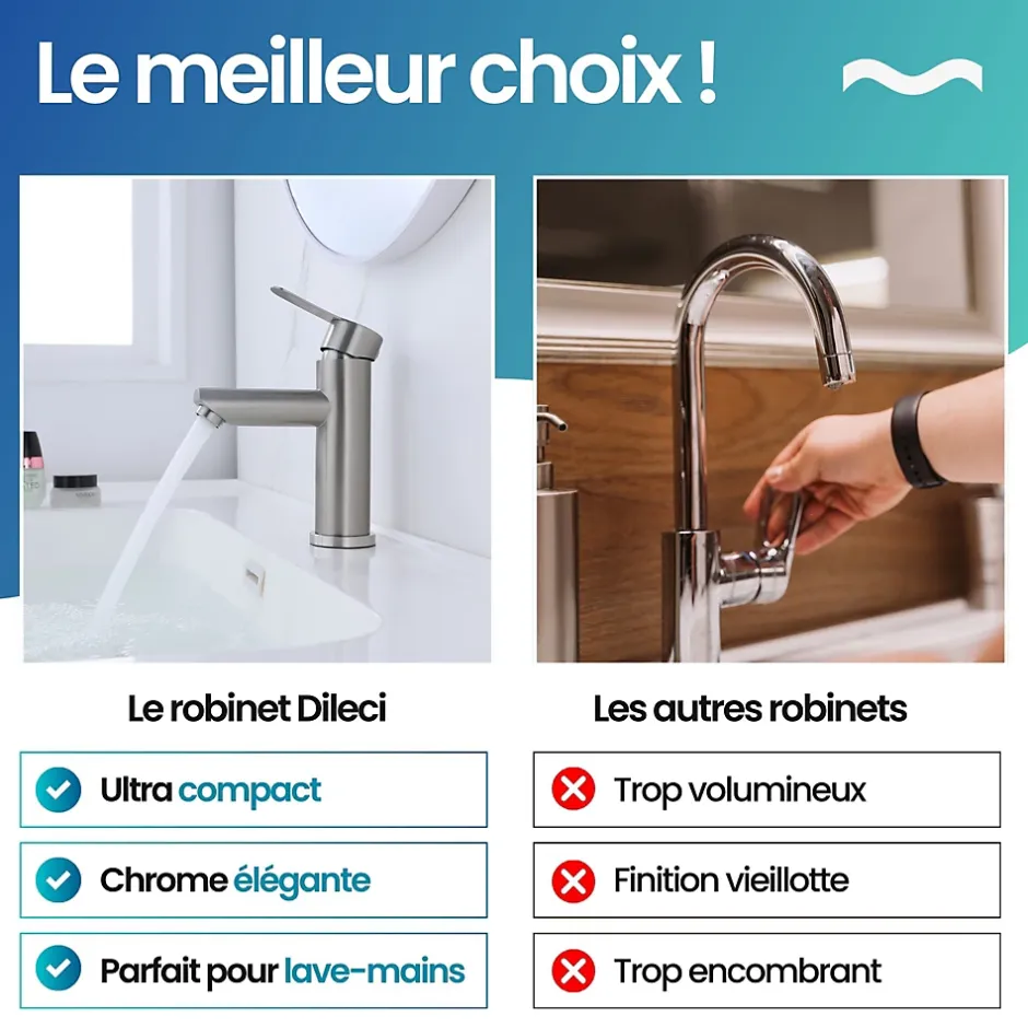 Dileci Robinet Compact lave-mains couleur Chrome -