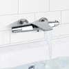 Homelody Robinet de Baignoire Cascade Mitigeur Thermostatique de Douche pour Baignoire Robinet de Douche Laiton Chromé Design Elégant* Colonne De Douche Thermostatique