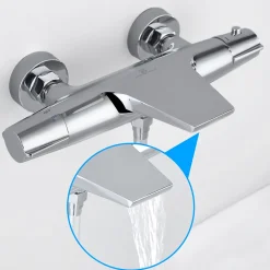 Homelody Robinet de Baignoire Cascade Mitigeur Thermostatique de Douche pour Baignoire Robinet de Douche Laiton Chromé Design Elégant* Colonne De Douche Thermostatique
