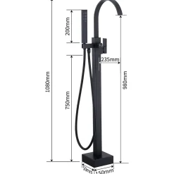 Homelody Robinet de Baignoire Cascade sur Pied Montage au Sol avec Douchette, pour Bain et Douche