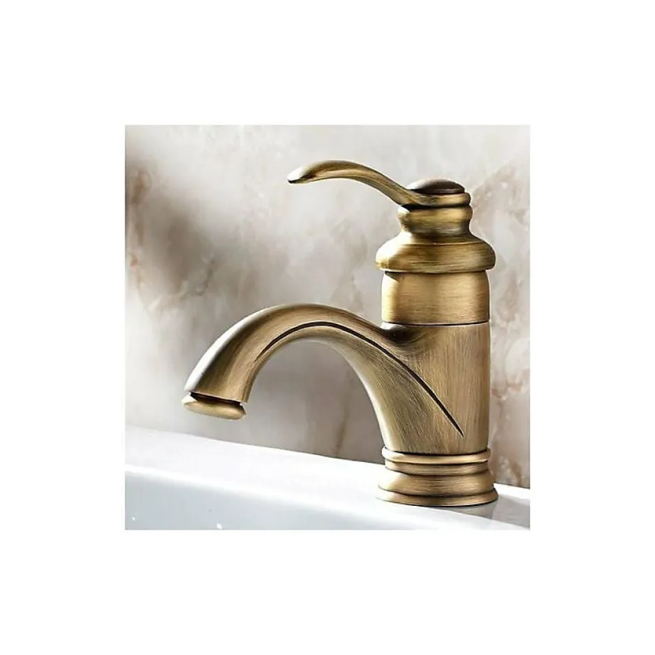 Deko Robinet de baignoire rétro antique, mitigeur de lavabo européen chaud et froid, finition bronze, bouilloire rétro, jet brossé