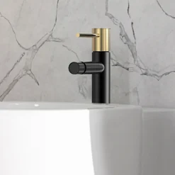 Kibath Robinet de bidet monocommande ZUNI en laiton finition NOIR OR mat