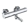 Kibath Robinet de colonne de douche thermostatique AVEC BEC, finition chrome poli, en laiton