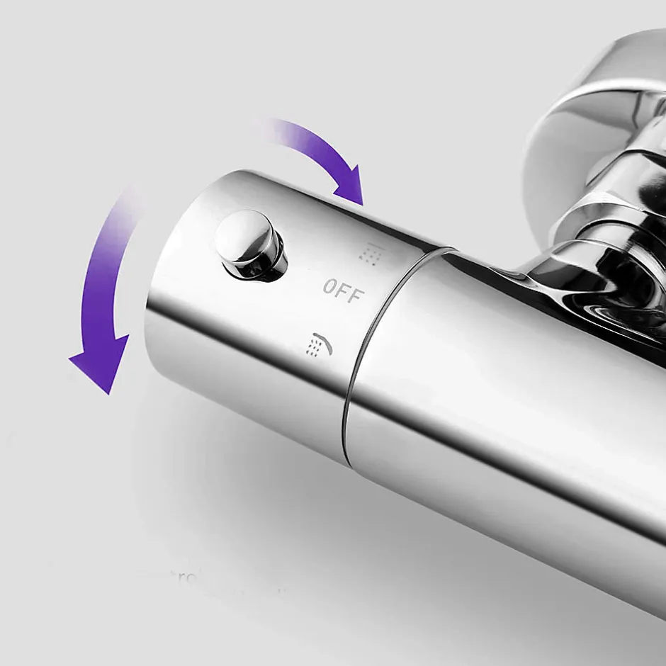Kibath Robinet de colonne de douche thermostatique avec finition chromée brillante en laiton* Robinet De Douche