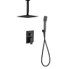 Kibath Robinet de douche encastré, monocommande pour montage au plafond CHE carré, finition NOIR mat, en laiton