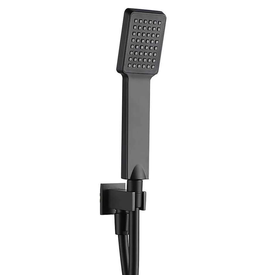 Kibath Robinet de douche encastré, monocommande pour montage au plafond CHE carré, finition NOIR mat, en laiton