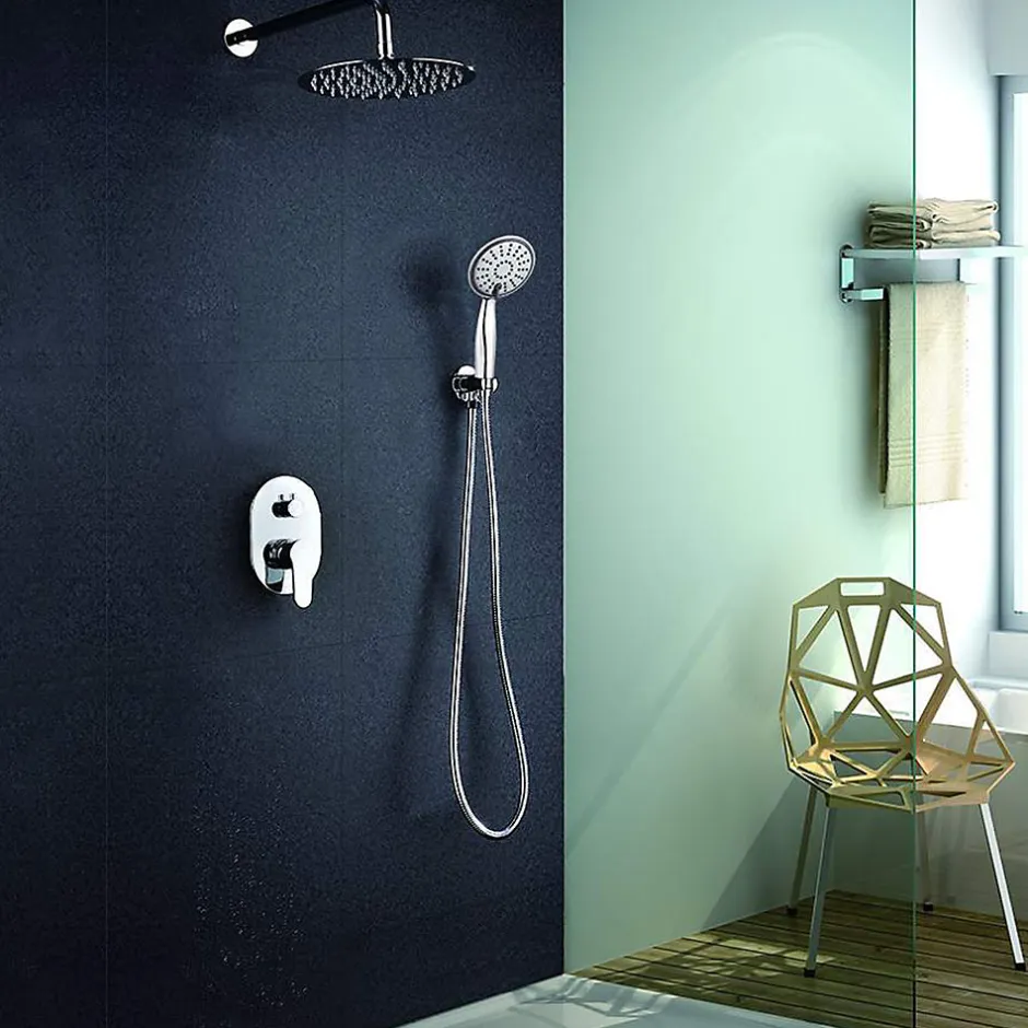Kibath Robinet de douche encastré, mural, monocommande, SIX rond, finition chrome poli, en laiton* Robinet De Douche