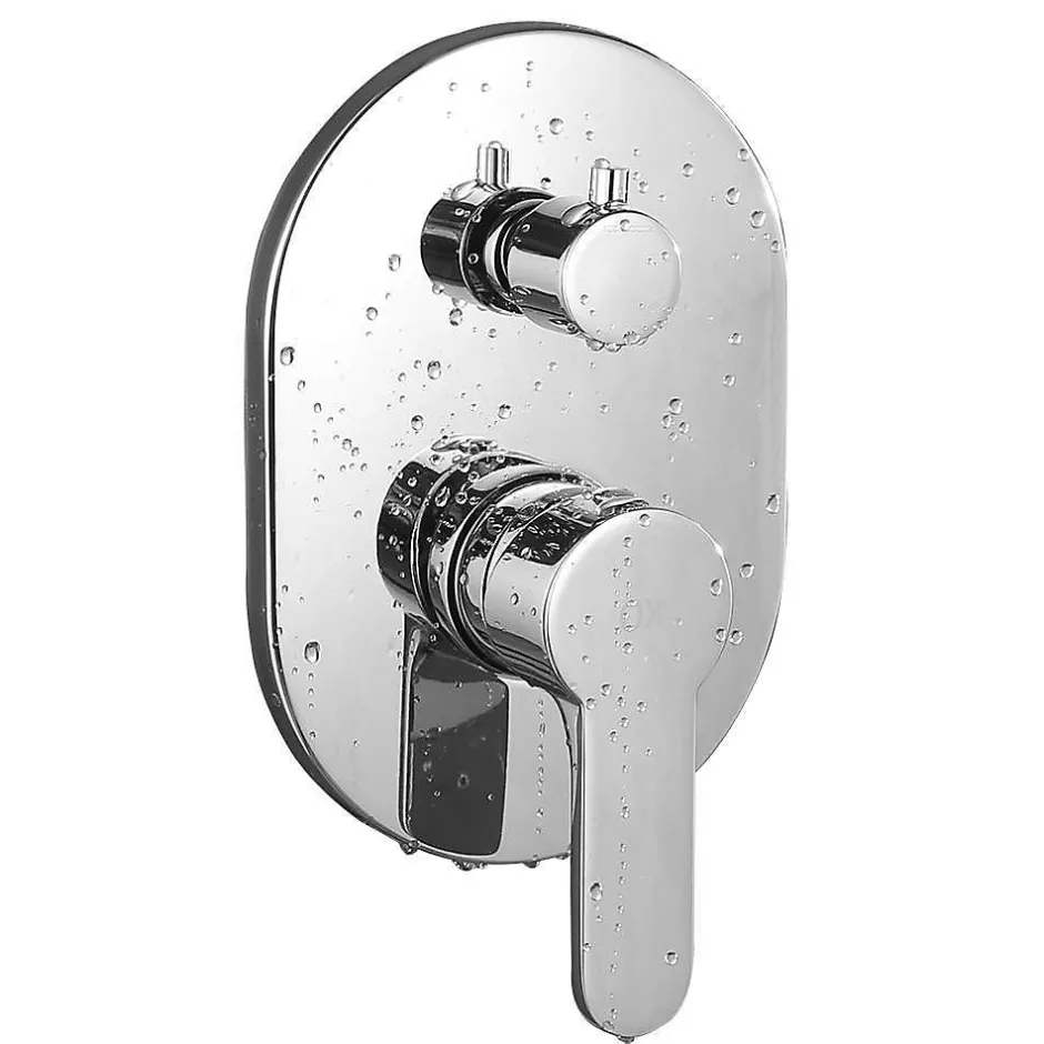 Kibath Robinet de douche encastré, mural, monocommande, SIX rond, finition chrome poli, en laiton* Robinet De Douche